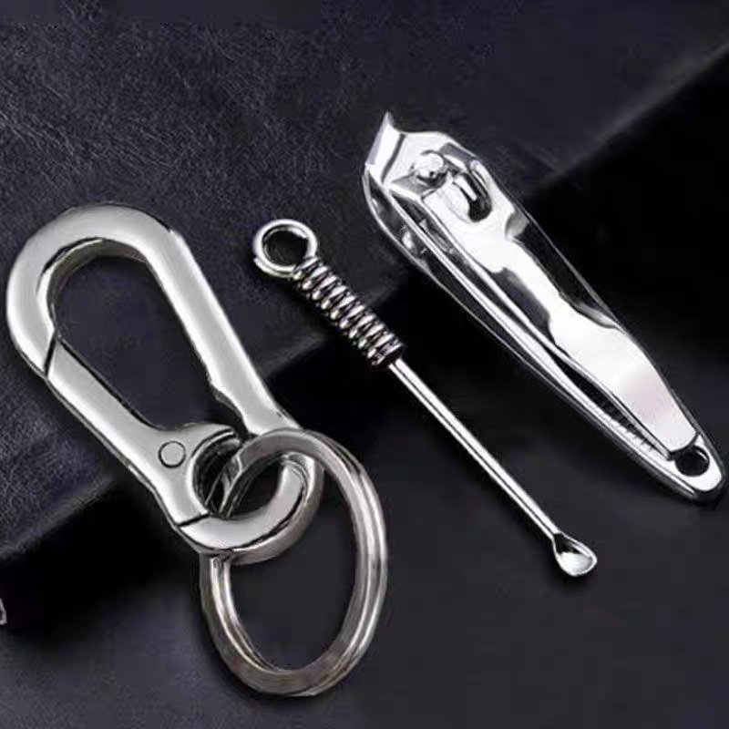 指甲刀挖耳勺斜口平口套装钥匙扣挂件家用便携多功能护理工具组合