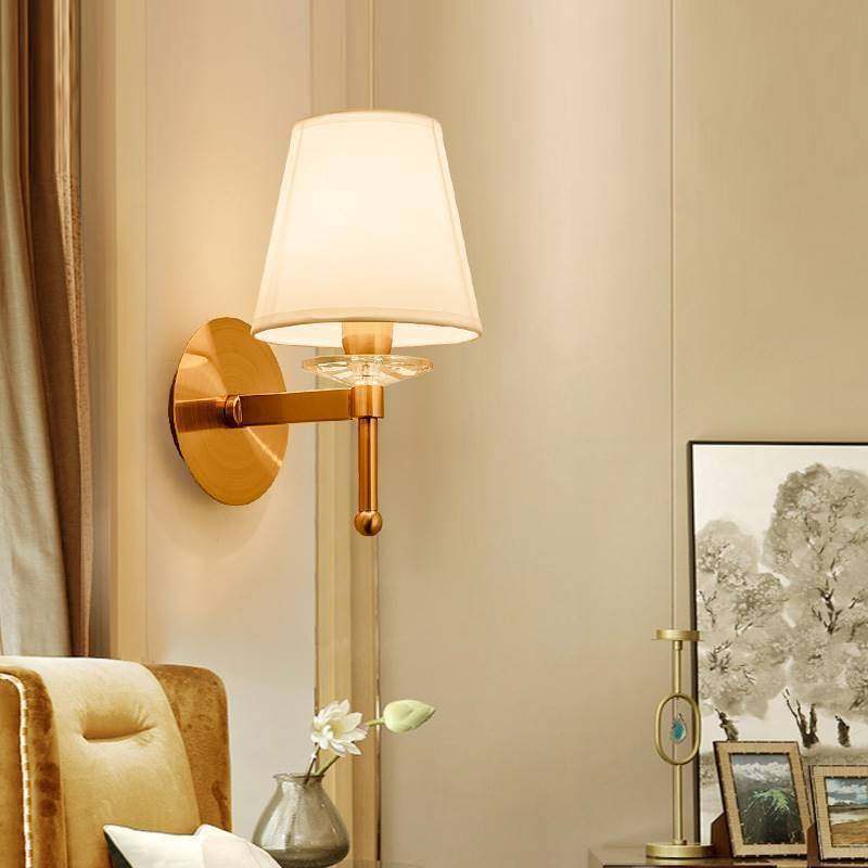 欧式布艺壁灯卧室床头灯饰客厅电视背景墙灯简欧酒店别墅温馨灯具