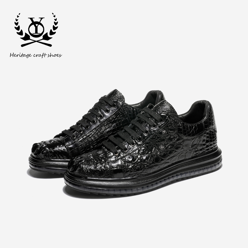 青中年高档时尚真鳄鱼皮鞋