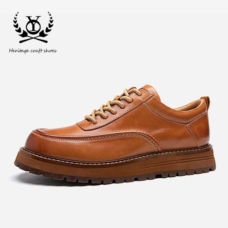 棕色百搭男鞋2025新款马皮复古男士休闲鞋板鞋真皮潮鞋低帮马丁靴