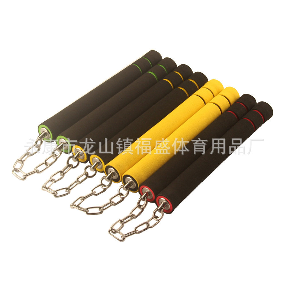 海绵双节棍儿童学者练习双截棍泡棉玩具二节棍跆拳道馆双色铁链
