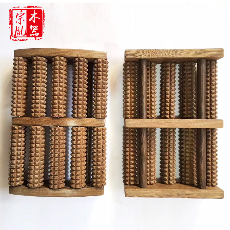鸡翅木制足底按器五排脚底按器足疗木桶穴位保健
