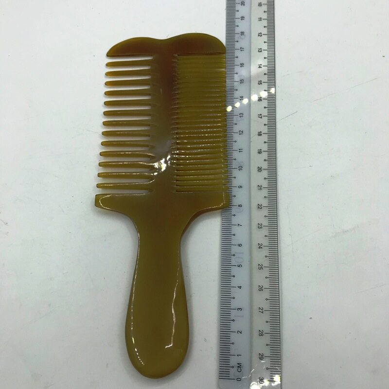 篦子去头皮屑刮虱子细密齿梳子天然黄牛角手柄手把双用篦子篦梳