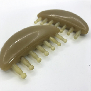 新款羊角七齿按梳头部按圆钉羊角7钉穴位梳牛角梳子无包装袋