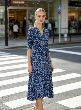 maSande 法式蓝色连衣裙女2026新款夏季一片式鱼尾裙包臀裹身裙子
