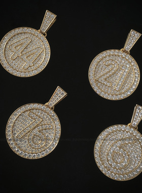 圆盘吊坠定制圆形数字项链Custom Jewelry嘻哈私人定制珠宝配饰
