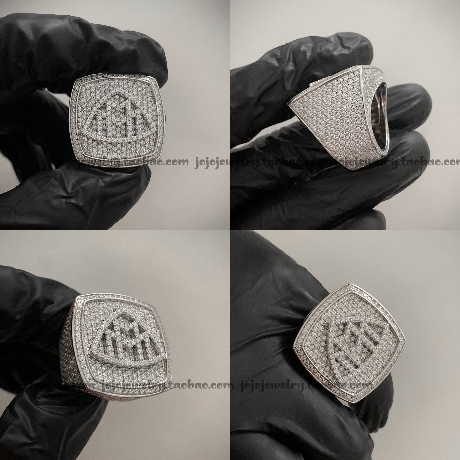 迈巴赫戒指车标图案定制满钻嘻哈