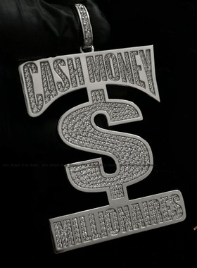 字母CashMoney吊坠项链私人定制