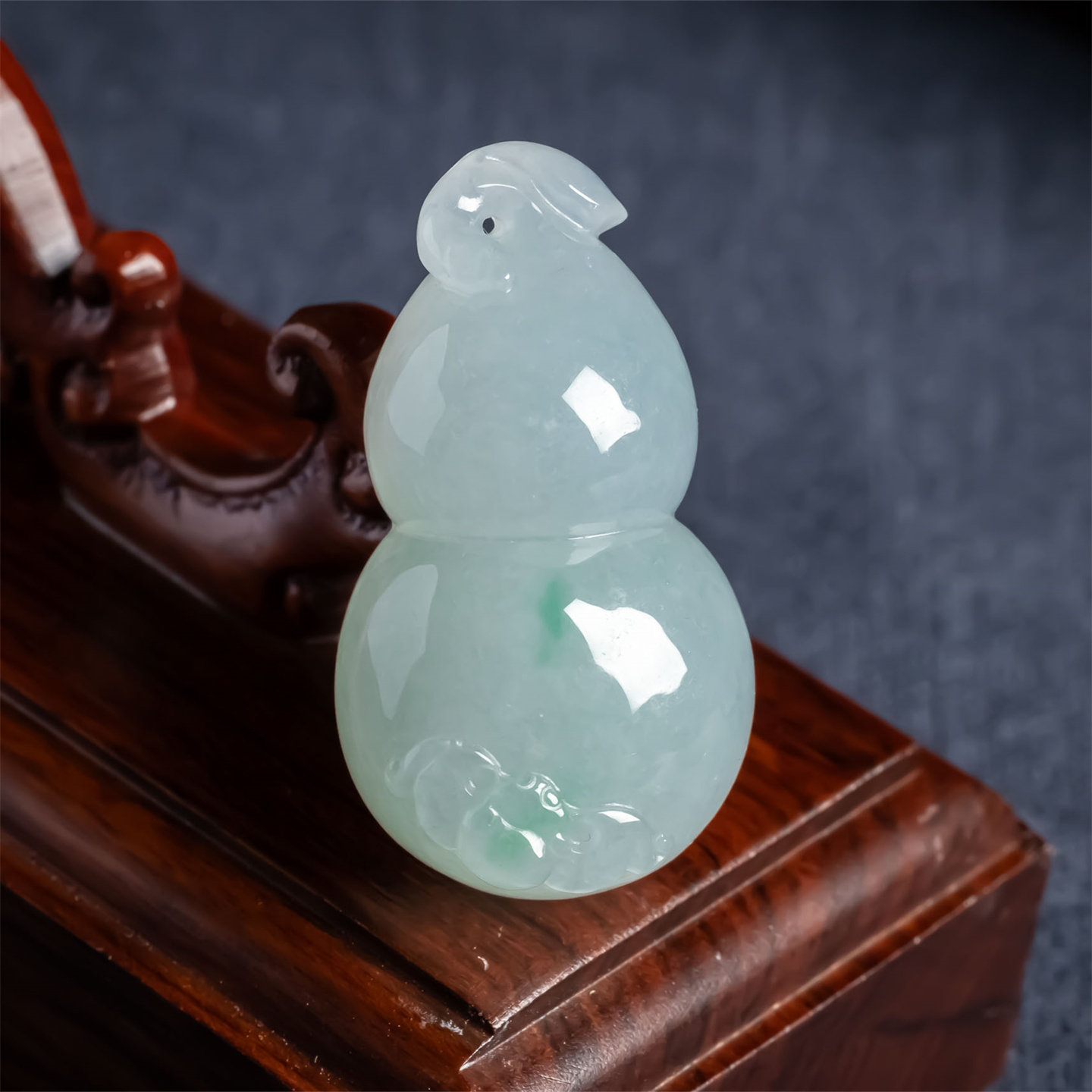 缅甸天然翡翠A货冰糯飘绿葫芦吊坠男女款厚装福禄双全毛衣链挂件