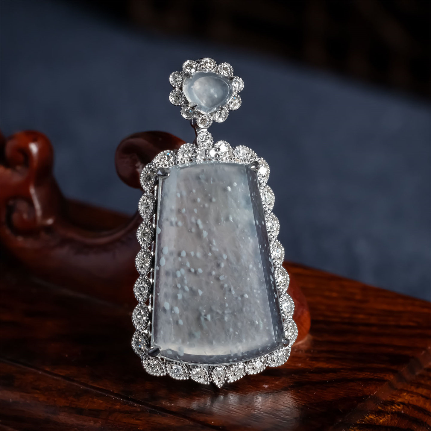 缅甸天然翡翠A货冰种冰透雪花棉平安无事牌吊坠18K高渣女意境牌子