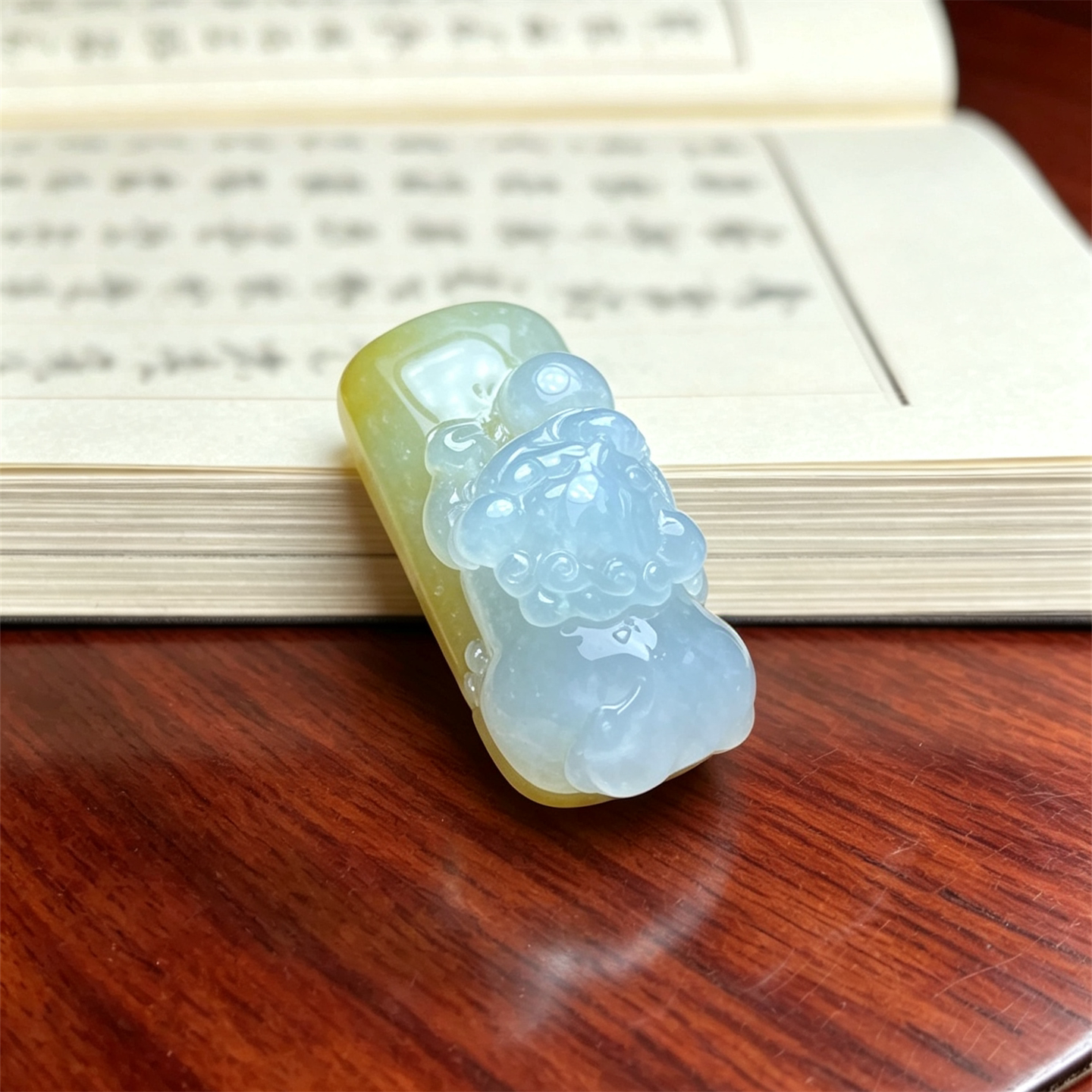 翠贵人冰糯黄翡双彩貔貅如意吊坠