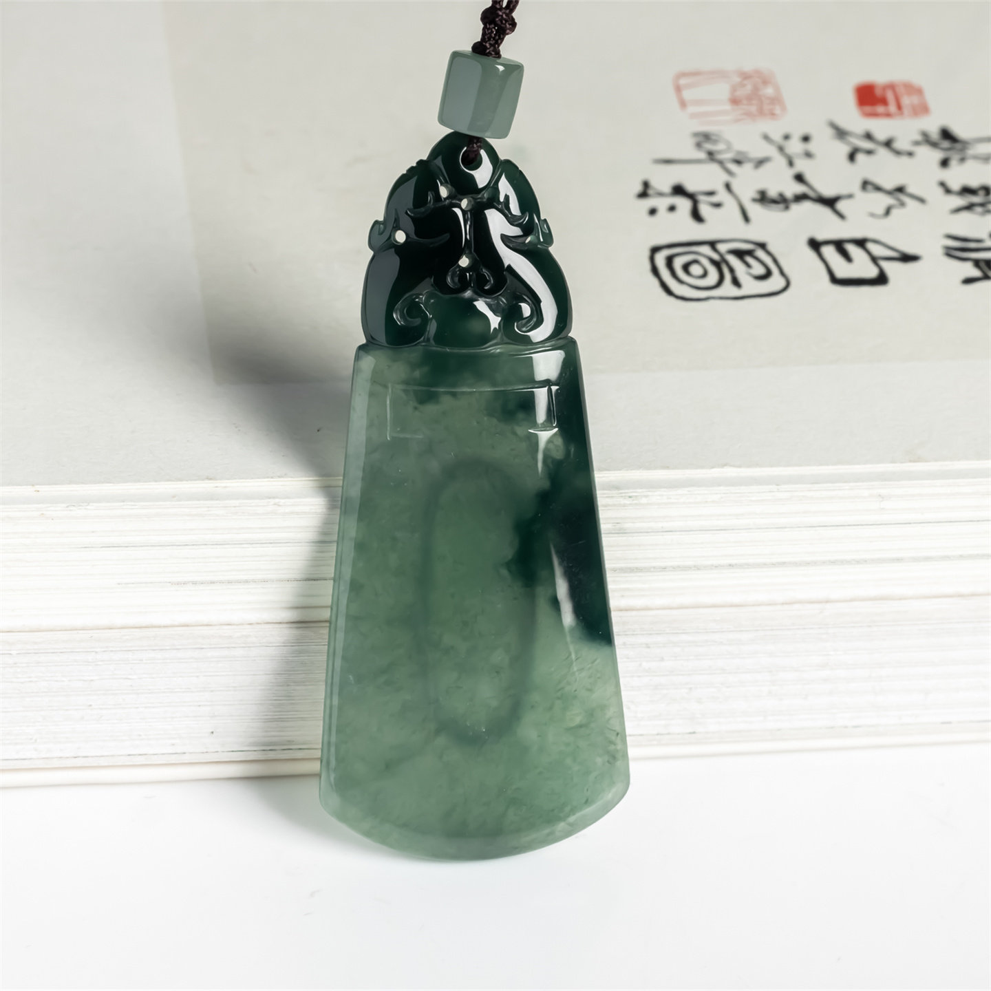 缅甸天然翡翠a货冰种油绿老坑平安无事牌吊坠男女款毛衣链挂件