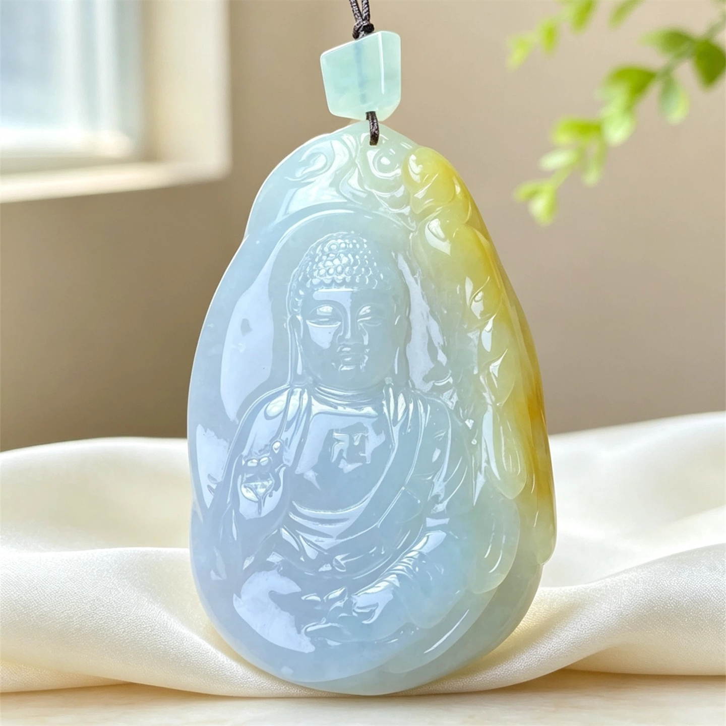 翠贵人冰糯双彩大日如来吉祥吊坠