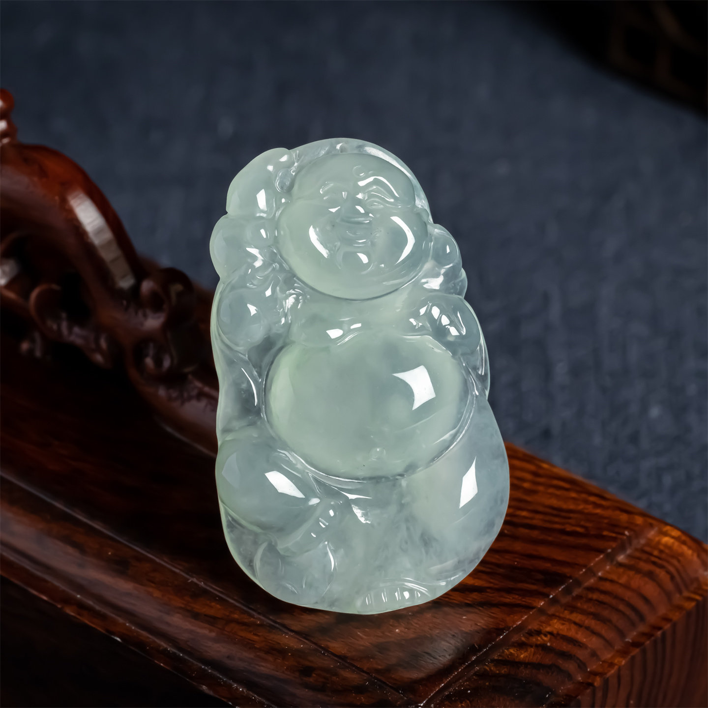 缅甸天然翡翠a货晴绿弥勒佛吊坠女款冰透冰糯种大肚笑佛玉佛挂件