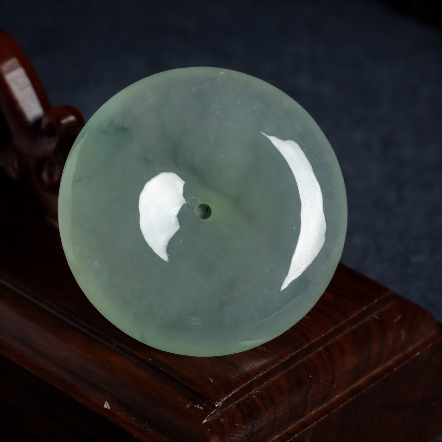 缅甸天然翡翠a货冰糯种飘花平安扣吊坠男女款圆扣平安老坑玉挂件