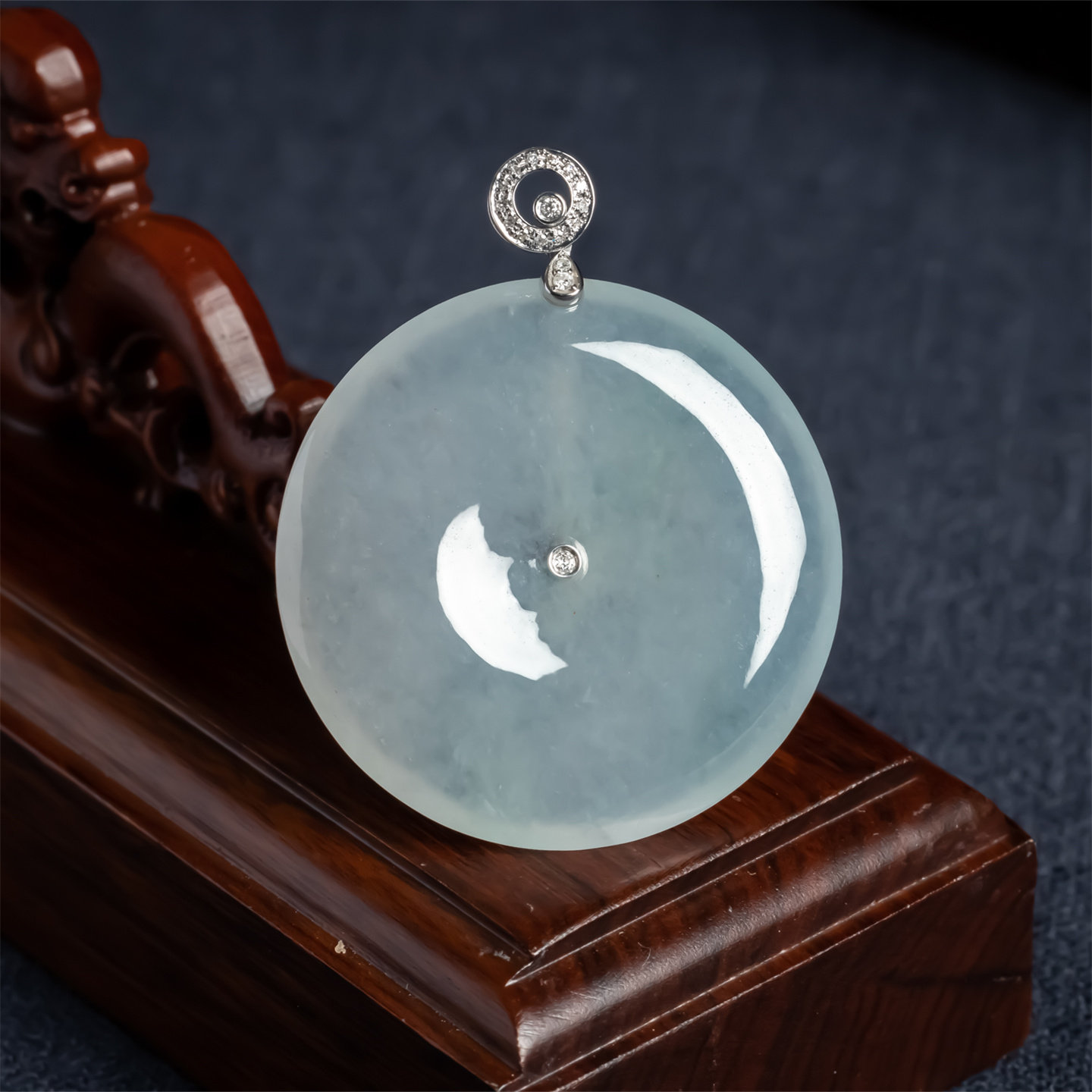 缅甸天然翡翠a货冰种冰透平安扣如意吊坠18K男女款平安翡翠挂件