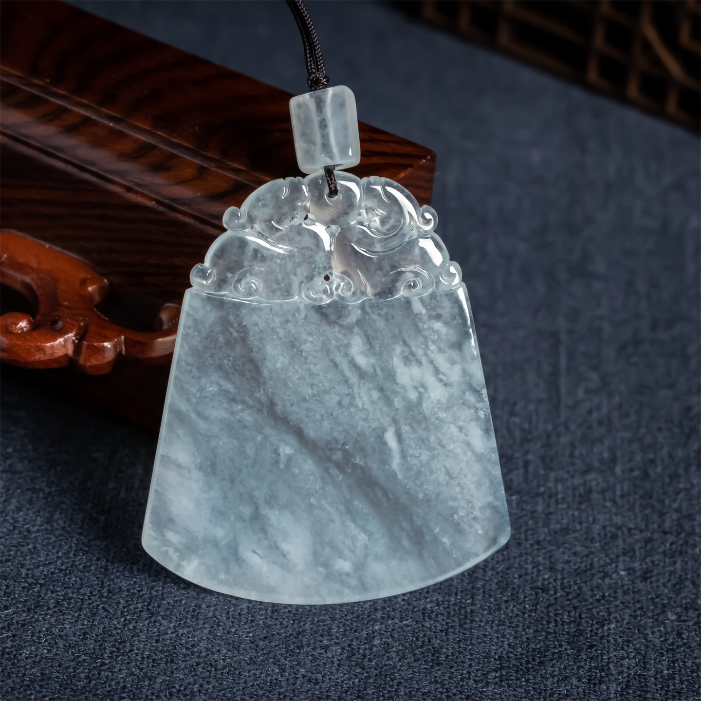 缅甸天然翡翠A货冰种雪花棉平安无事牌吊坠男女款毛衣链冰牌挂件