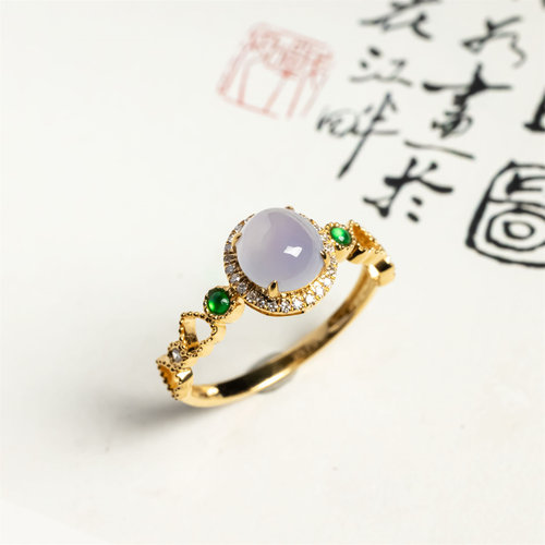 翠贵人18K冰种紫罗兰戒面戒指