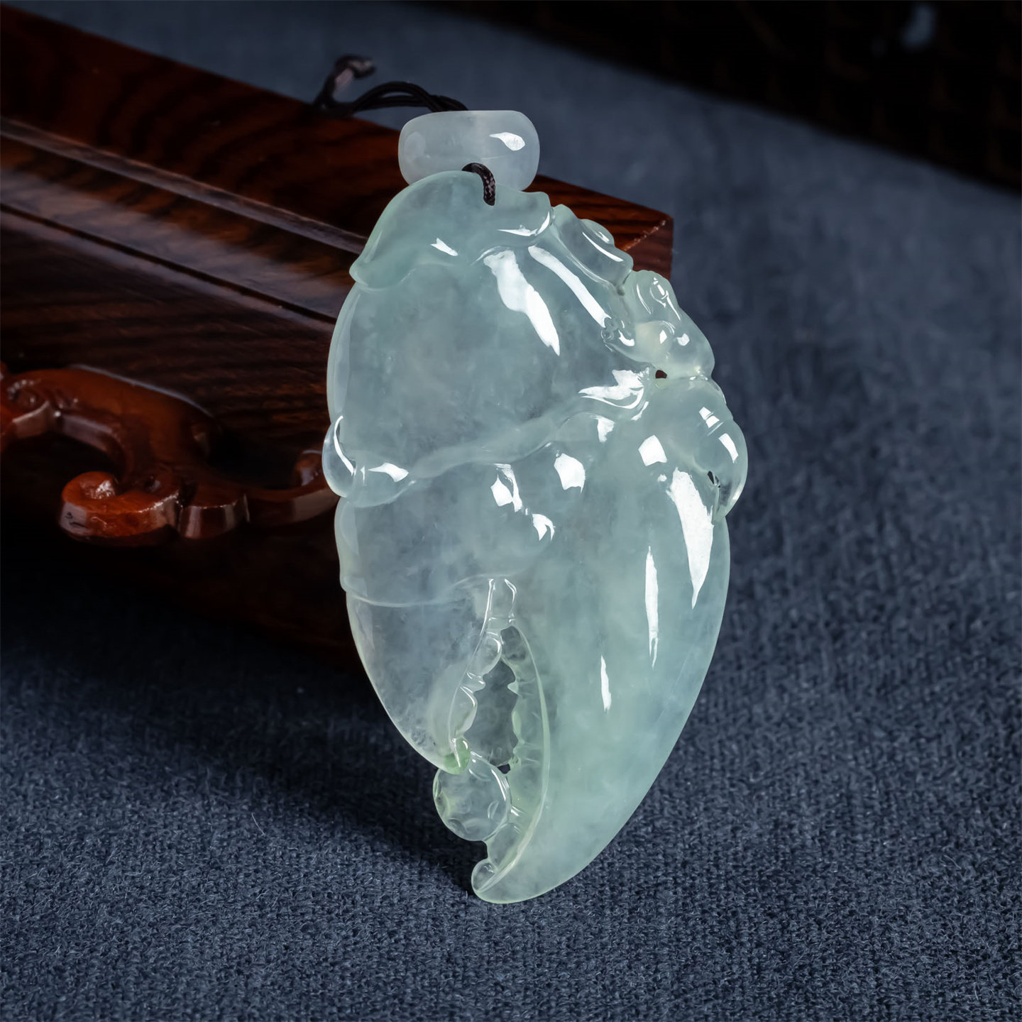 缅甸天然翡翠A货老坑冰种富甲天下蟹钳特色吊坠男女款毛衣链挂件