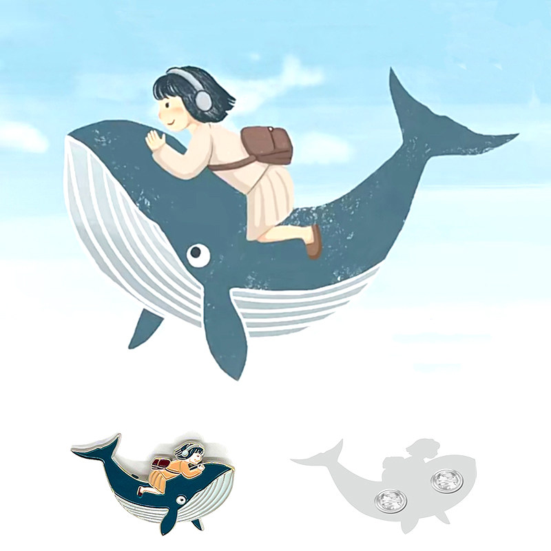 奇怪的律师禹英禑朴恩斌同款卡通鲸鱼自由飞翔胸针治愈系韩剧周边