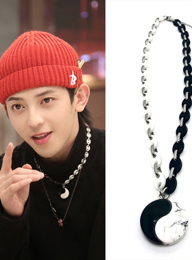 国潮风天然石八卦吊坠飞宇同款