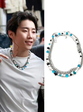 朴宰范同款嘻哈珍珠花朵蘑菇项链