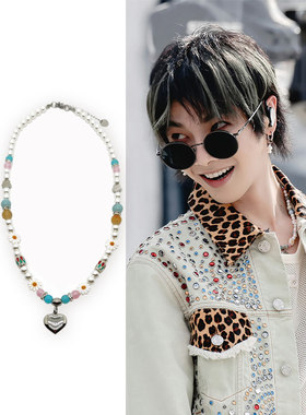 HBGaren钛钢爱心项链淡水珍珠