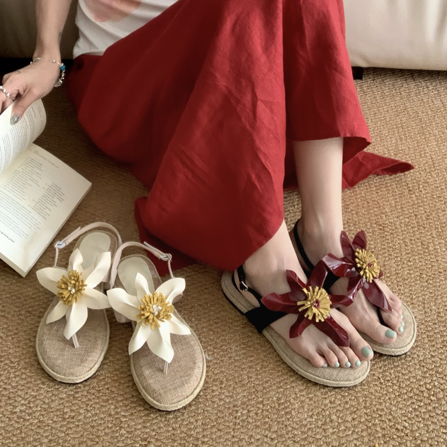 「卡鹿莉 KLULI」仙女风花一字拖