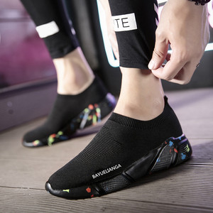 男鞋子春夏跑步鞋袜子鞋一脚蹬袜鞋时尚百搭时尚轻便休闲运动鞋女