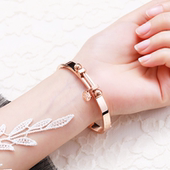 学生简约百搭手环男钛钢潮人个性 手镯女手饰品 网红18K玫瑰金韩版