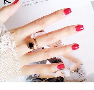 开口圆环钻戒指女 钛钢18K玫瑰金简约潮人学生日韩国个性森系清新