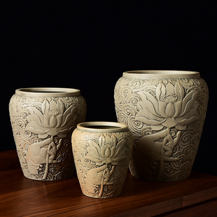 粗陶花盆2021新款陶瓷多肉陶盆大号盆栽盆吊兰绿萝君子兰陶土陶罐