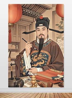文昌帝君自粘画贴墙画文昌帝画像君文曲星魁星中高考金榜题名挂画