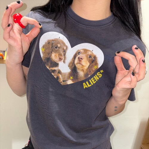 美式复古正肩短袖腊肠小狗