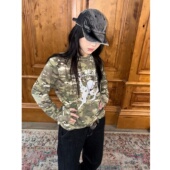 复古华夫格正肩长袖 local aliens外星沙龙美式 T恤宽松打底上衣