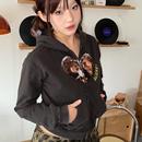 aliens外星沙龙美式 local 复古爱心拼接腊肠狗卫衣水洗做旧短外套