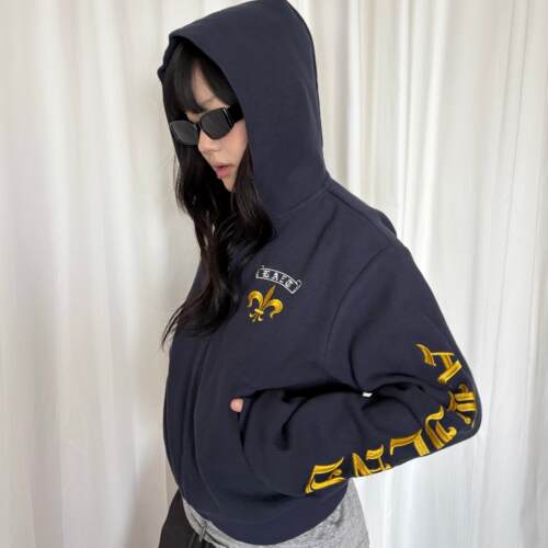 外星沙龙美式复古华夫格刺绣卫衣