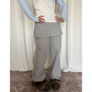 长裤 local 裙宽松显瘦卫裤 复古叠穿真两件裤 女 aliens外星沙龙美式