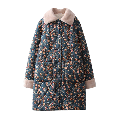 妈妈碎花棉袄奶奶保暖棉服外套