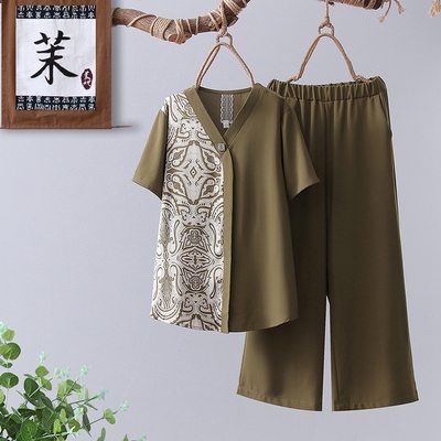 妈妈夏装时尚短袖套装