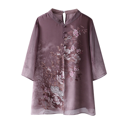 妈妈夏装中国风雪纺套装50岁