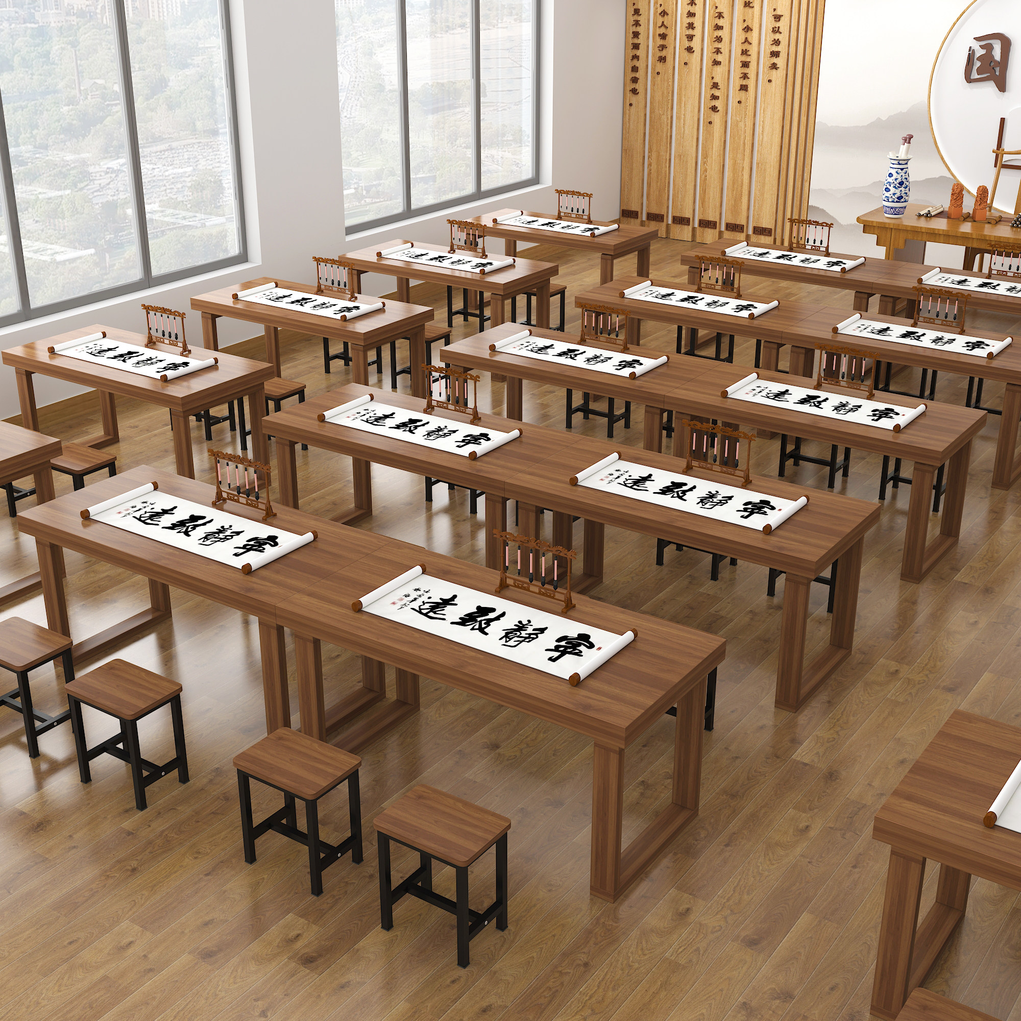 需定制书桌书法桌国学桌辅导班绘画课桌毛笔写字台象棋古筝艺术培,商业/办公家具,国学桌椅,淘宝优惠券,粉丝福利购,淘宝优惠卷