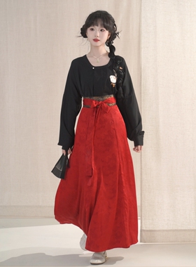 京墨汉墨记原创汉服唐制垂领衫日常通勤汉元素女一片式八破裙春秋