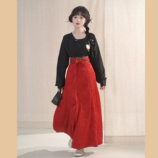 京墨汉墨记原创汉服唐制垂领衫日常通勤汉元素女一片式八破裙春秋