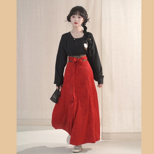 京墨汉墨记原创汉服唐制垂领衫日常通勤汉元素女一片式八破裙春秋