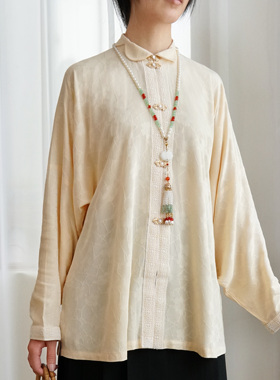 汉墨记汉服立领弓袋袖改良日常通勤对襟衫明制打底透气花瓣领短衫