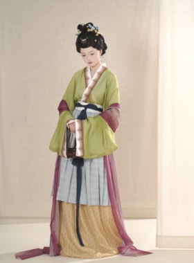 汉墨记汉服百美图仕女图国风复原二改古画短衫褶裙围裳宋制神仙服