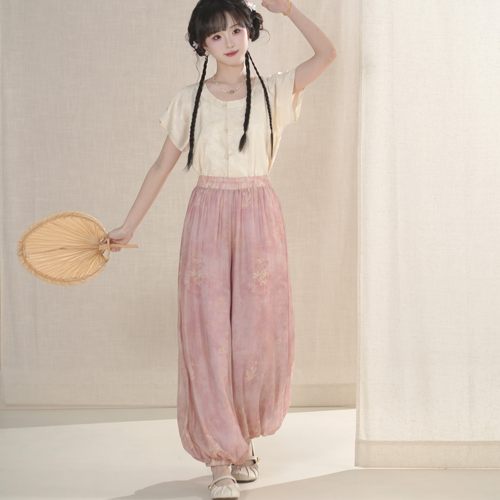 汉墨记原创夏忆唐制褙子短袖日常通勤汉元素女松紧灯笼裤汉服女夏