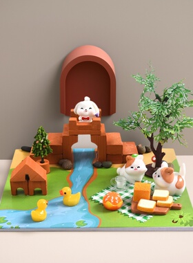 创意diy食玩微场景观泥瓦建筑师材料包 微泥小匠手工搭建房子摆件