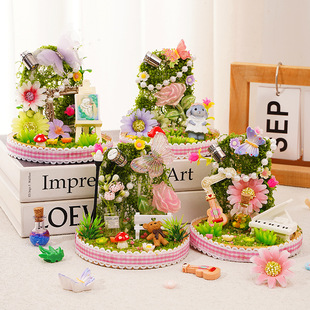 儿童创意diy莫奈花园材料包 卡通手工制作微景观场景摆件女孩礼物